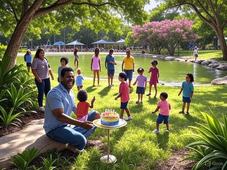 Families gathering for a picnic in a park