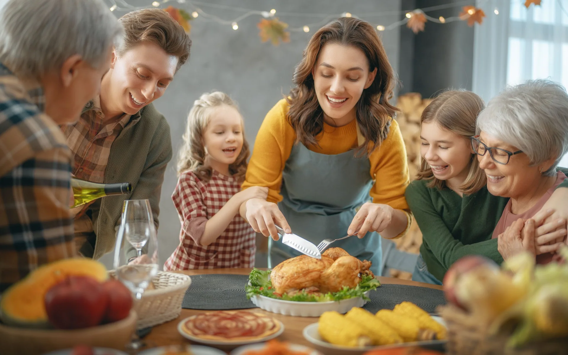 Family preparing a meal together