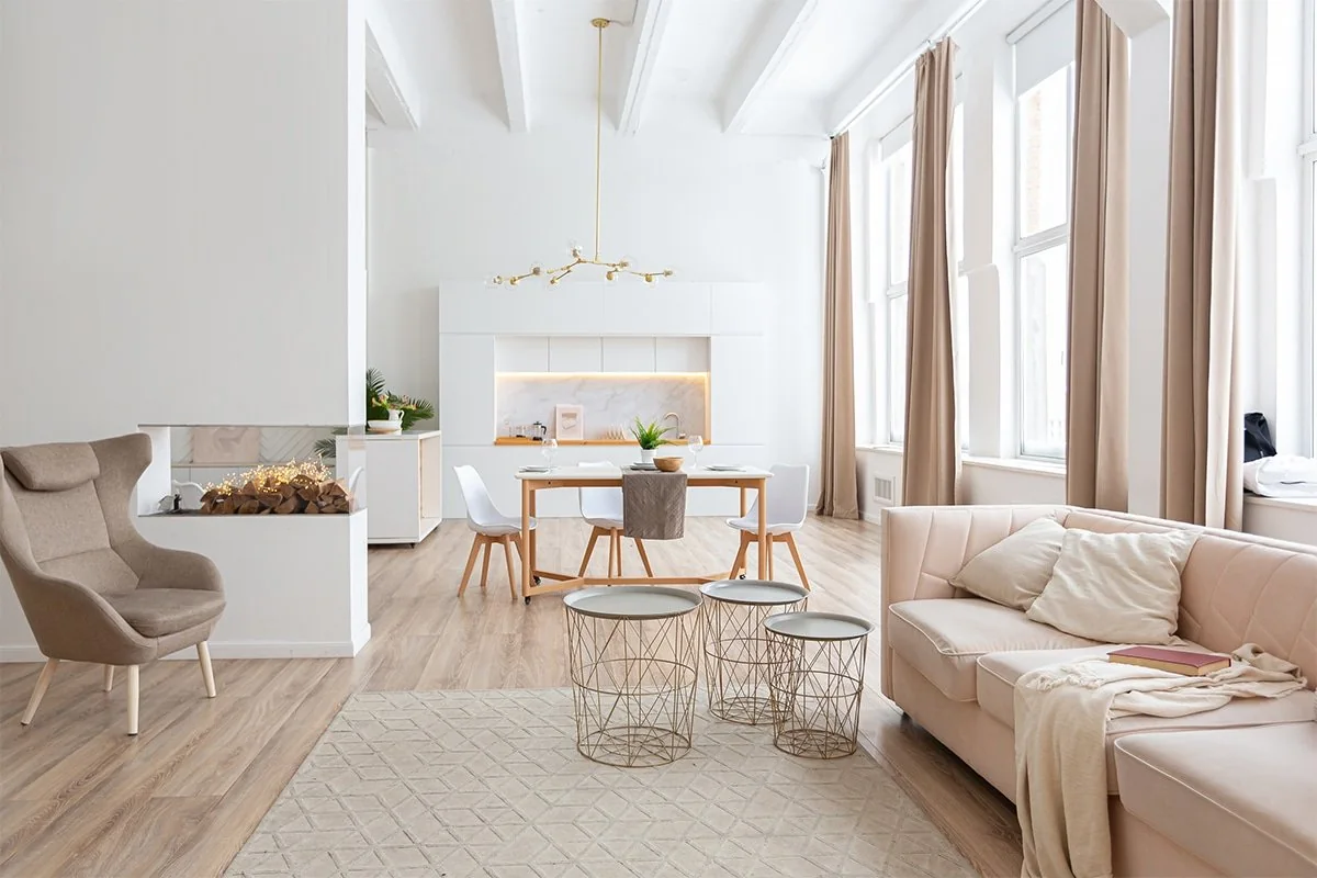Light-filled minimalist living room