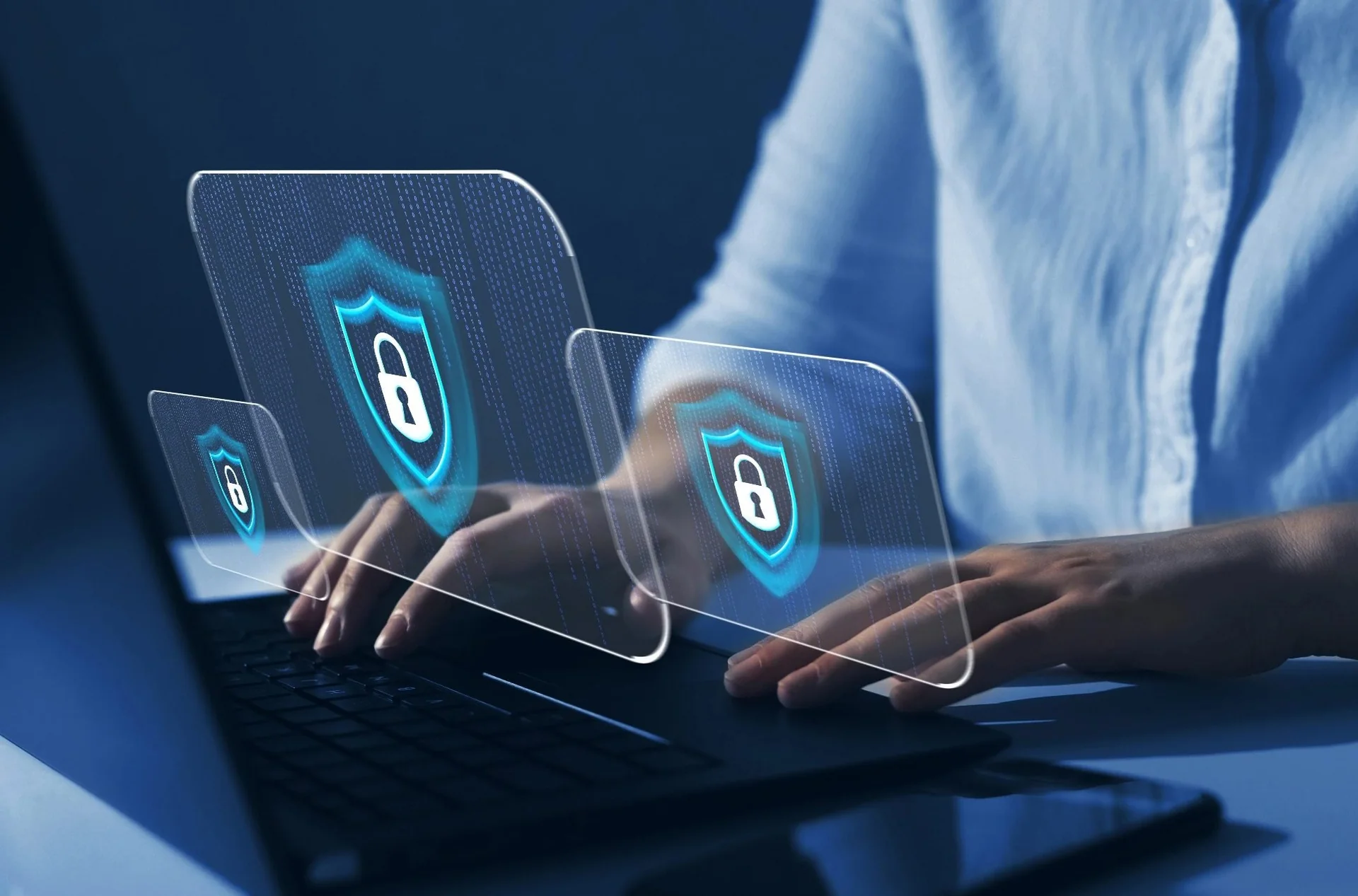 Cybersecurity illustration of protected devices