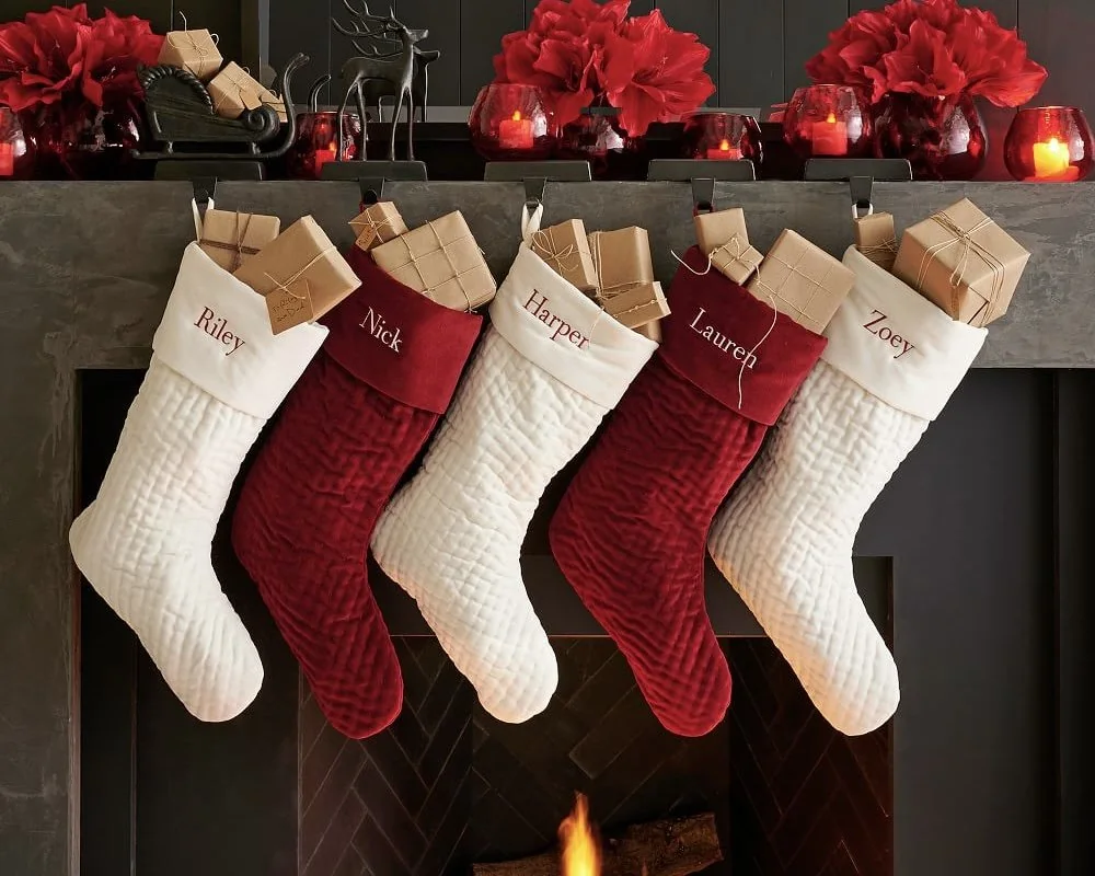Christmas stockings on a mantel