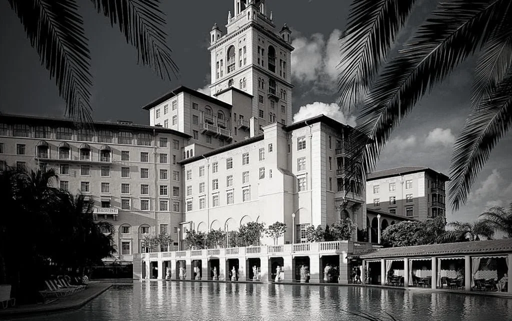Historic building at night