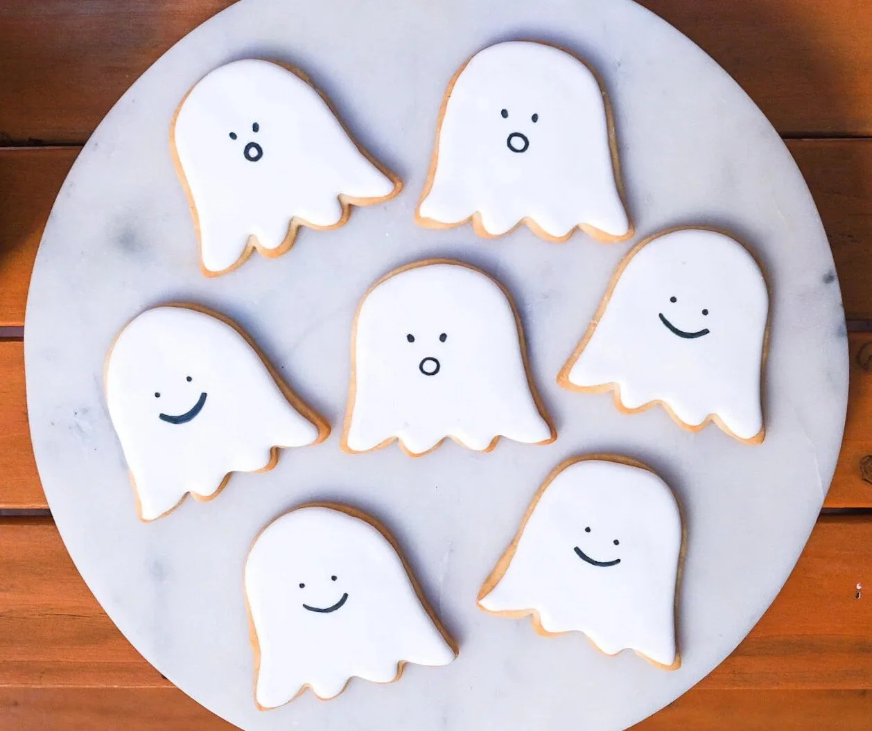Ghost-shaped Halloween cookies