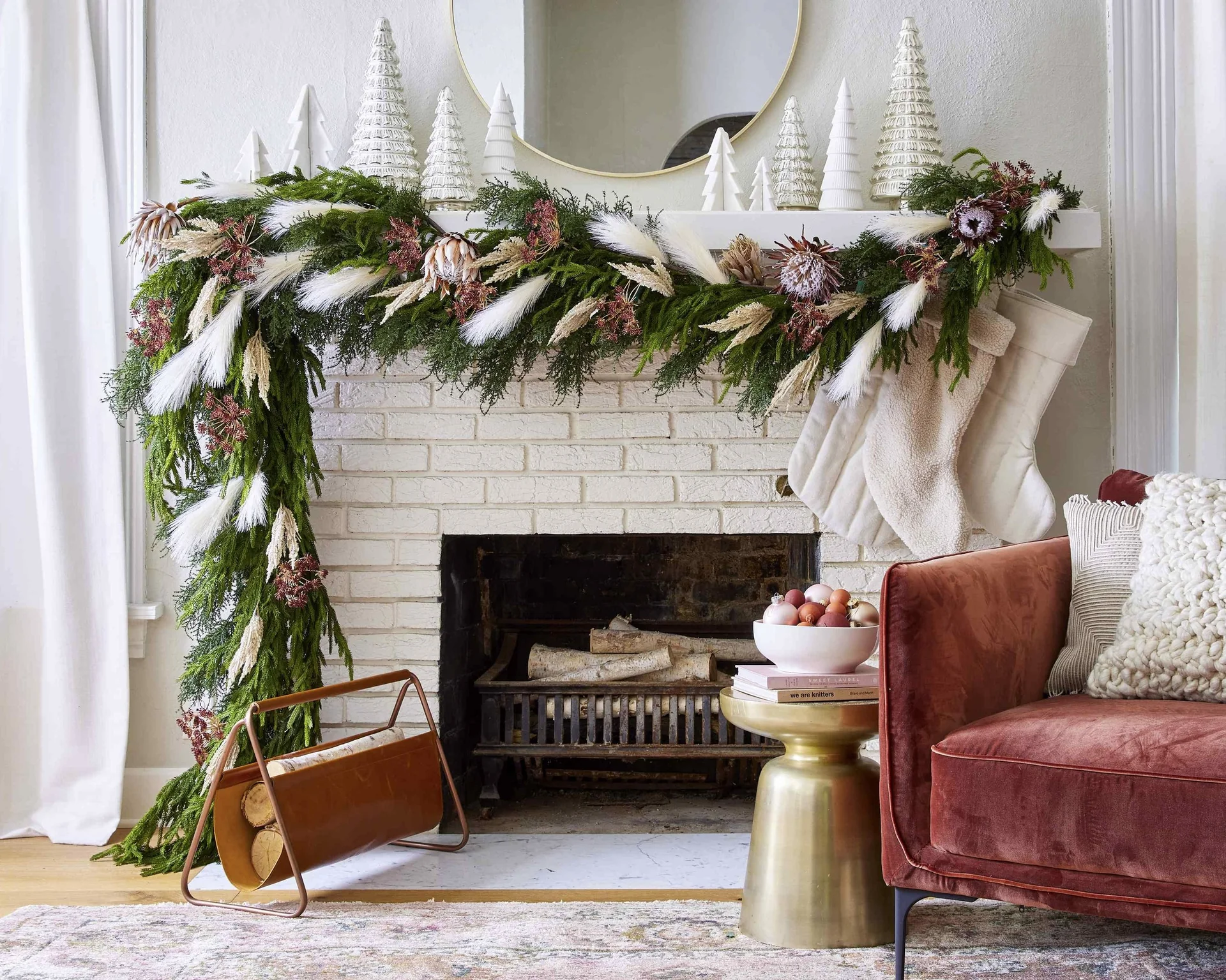Fireplace decorated for Christmas