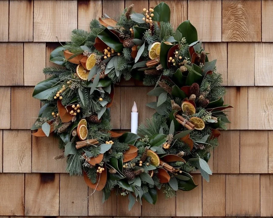 Holiday wreath on a door