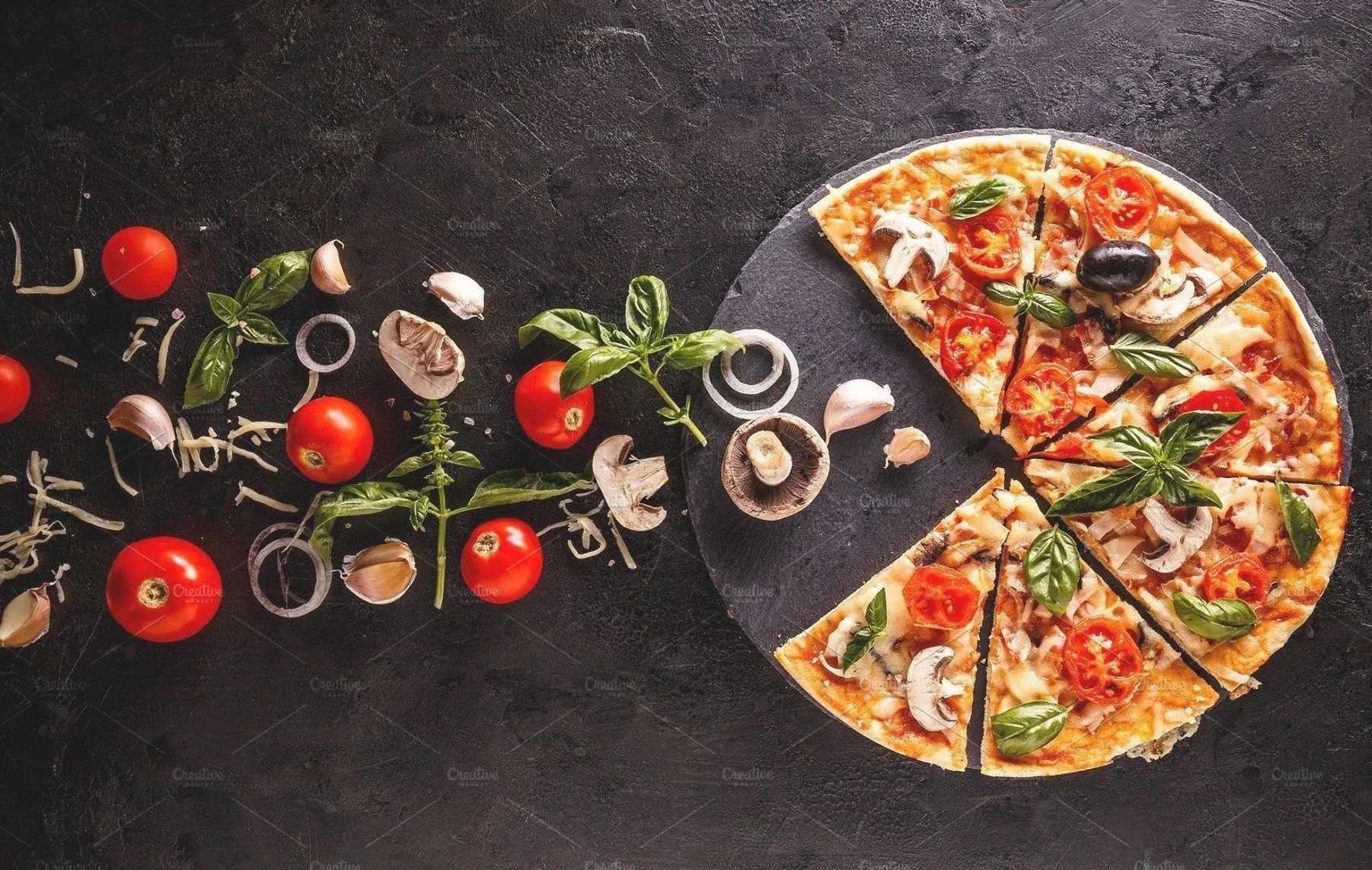 Pizza with fresh ingredients