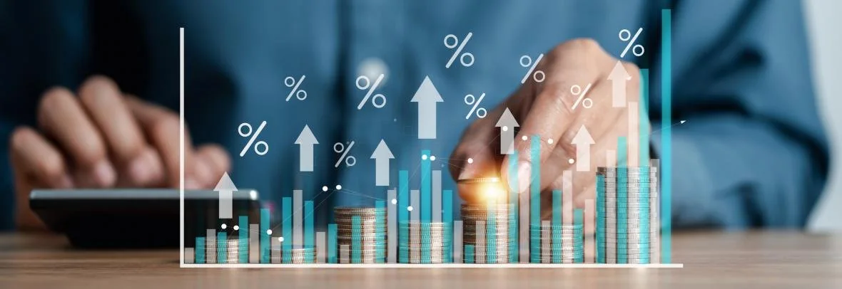 Illustration of interest rates and financial charts