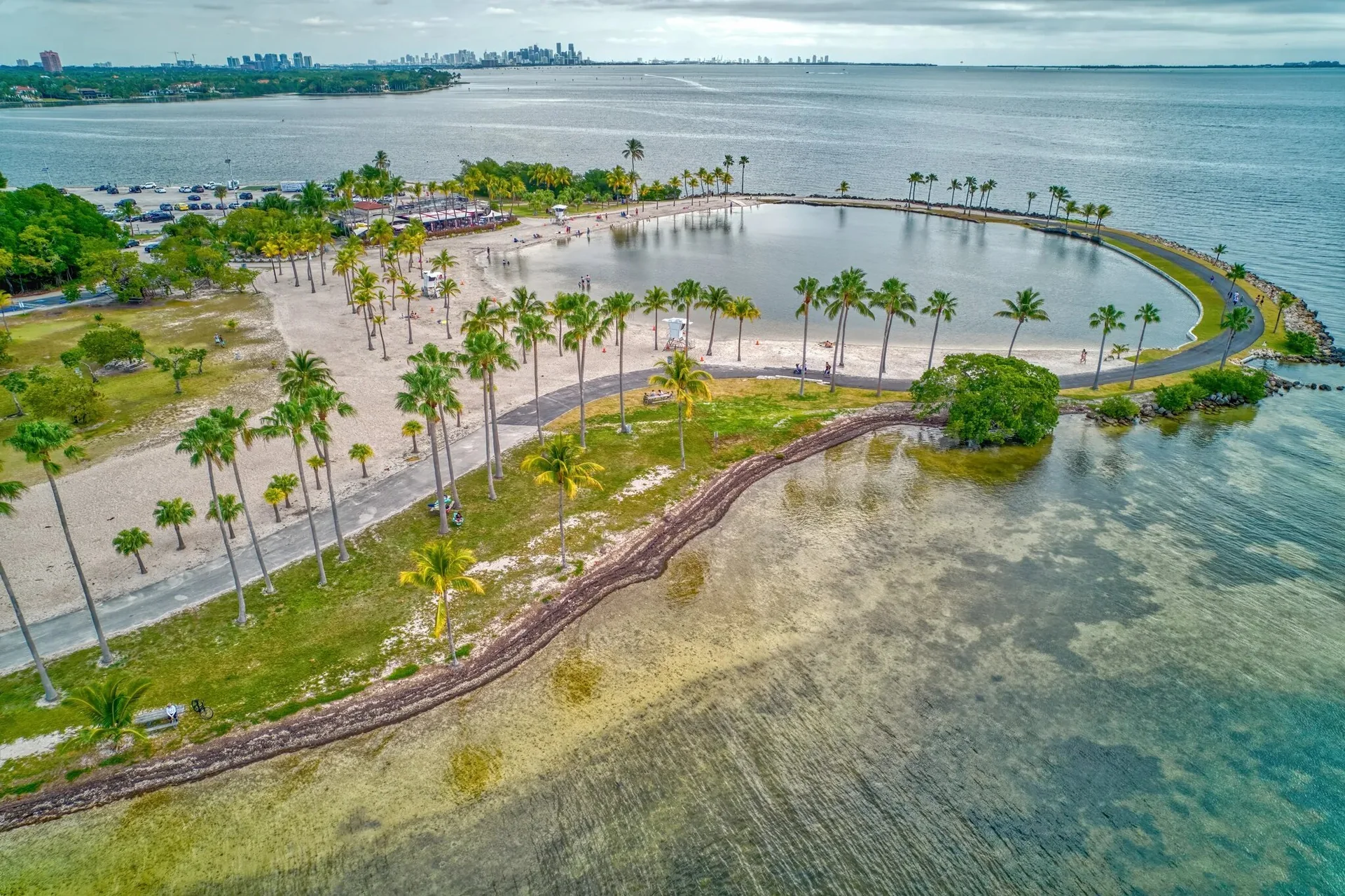 Waterfront park with walking paths